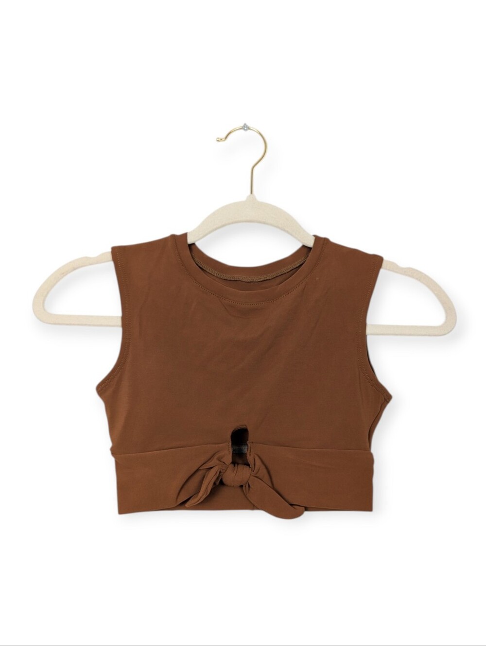 Robin Piccone Swim Top XS Cocoa Ava Tie Front Tank Top Bikini